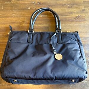 Lo & Sons Brookline Black Tote Travel Nylon Laptop Carry All Shoulder Flawed